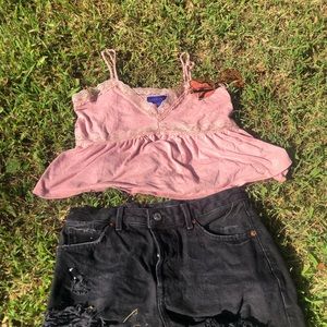 Aéropostale Pink lace noodle strap shirt